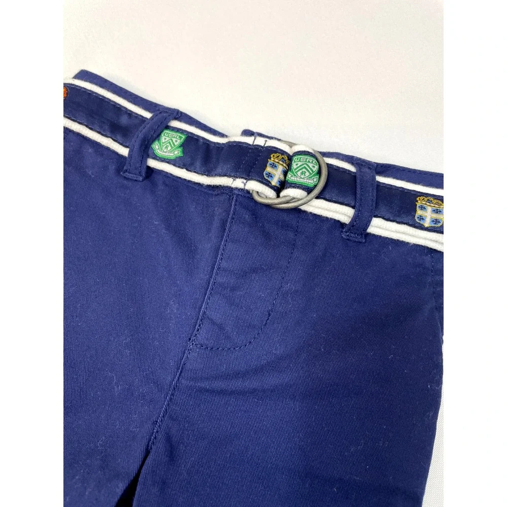 Ralph Lauren Baby Boys‎ Navy Blue Pants with Embroidered Belt 3M